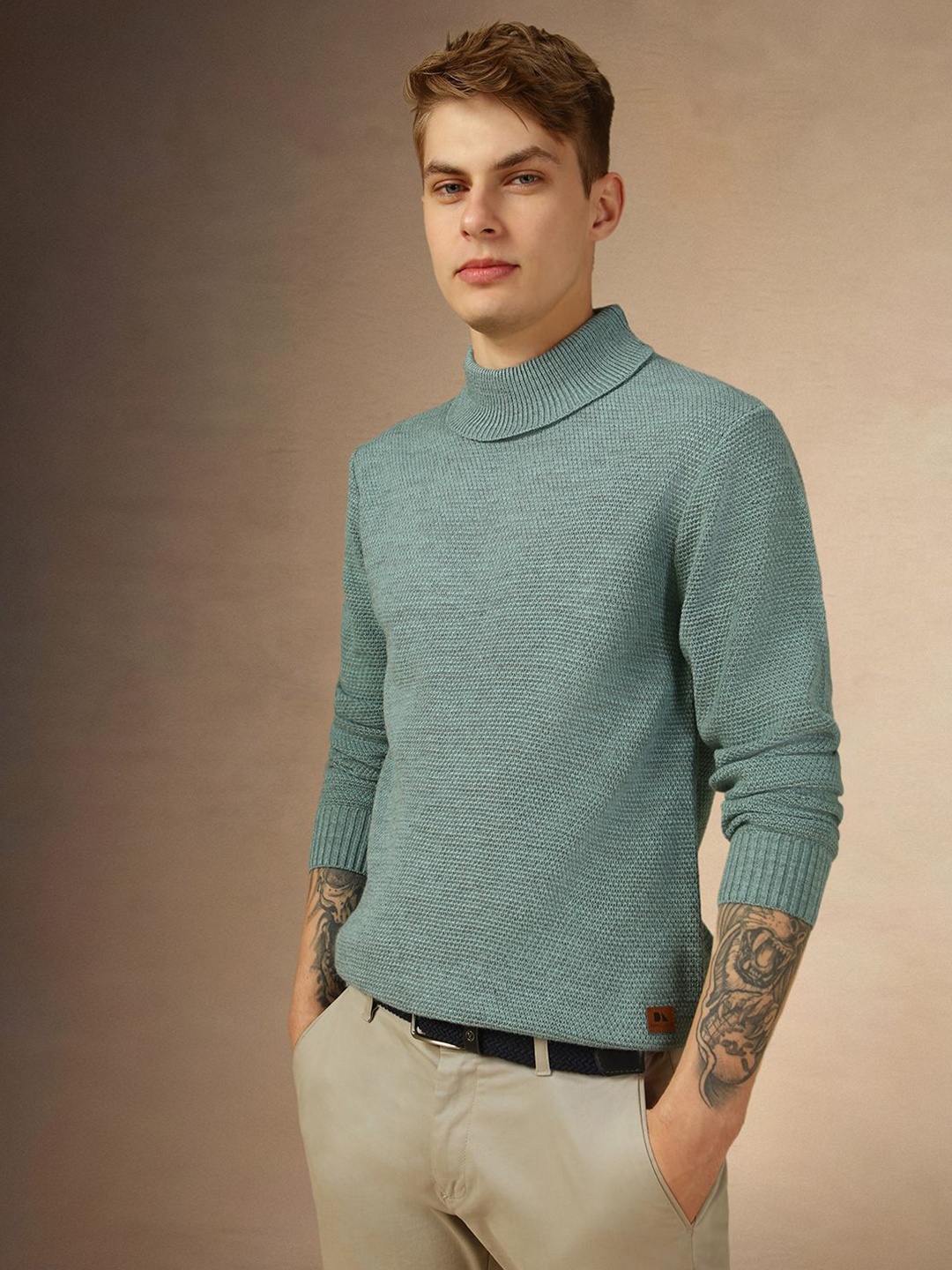 

Dennis Lingo Turtle Neck Acrylic Pullover Sweater, Green