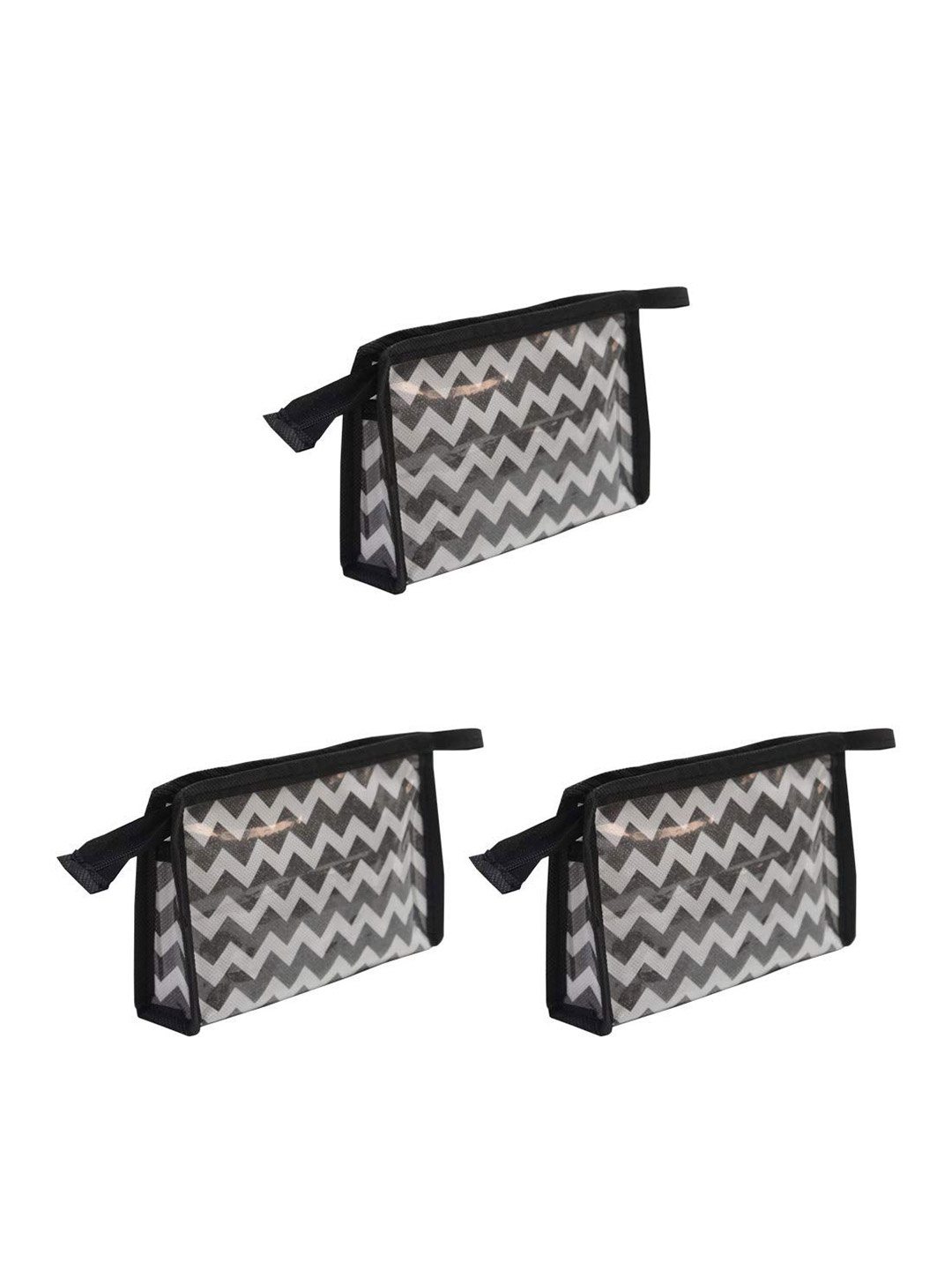 

prettykrafts Black & Grey 3 Pieces Printed Reusable Multi-Utility Pouch