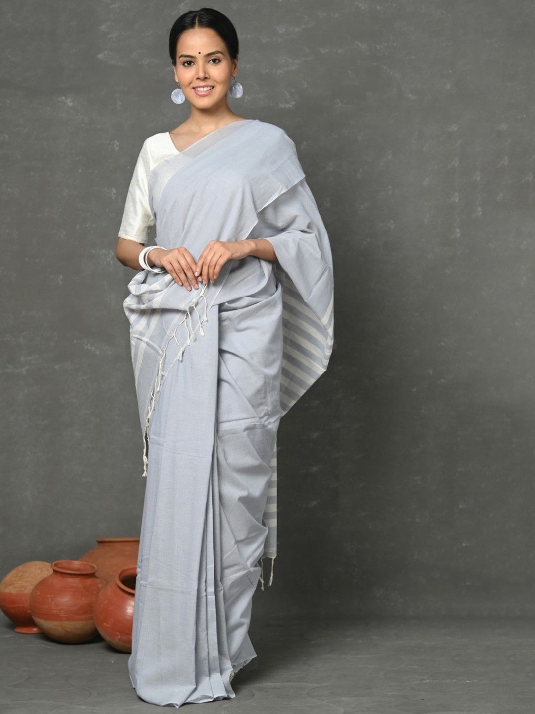 

Very Much Indian Striped Saree, Grey