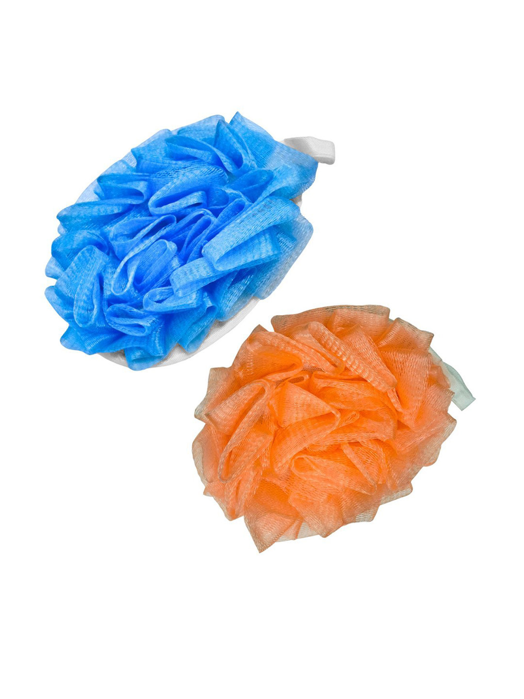 

CareDone Set Of 2 Soft Luxury Bathing Round Hand Loofah With Strap, Blue