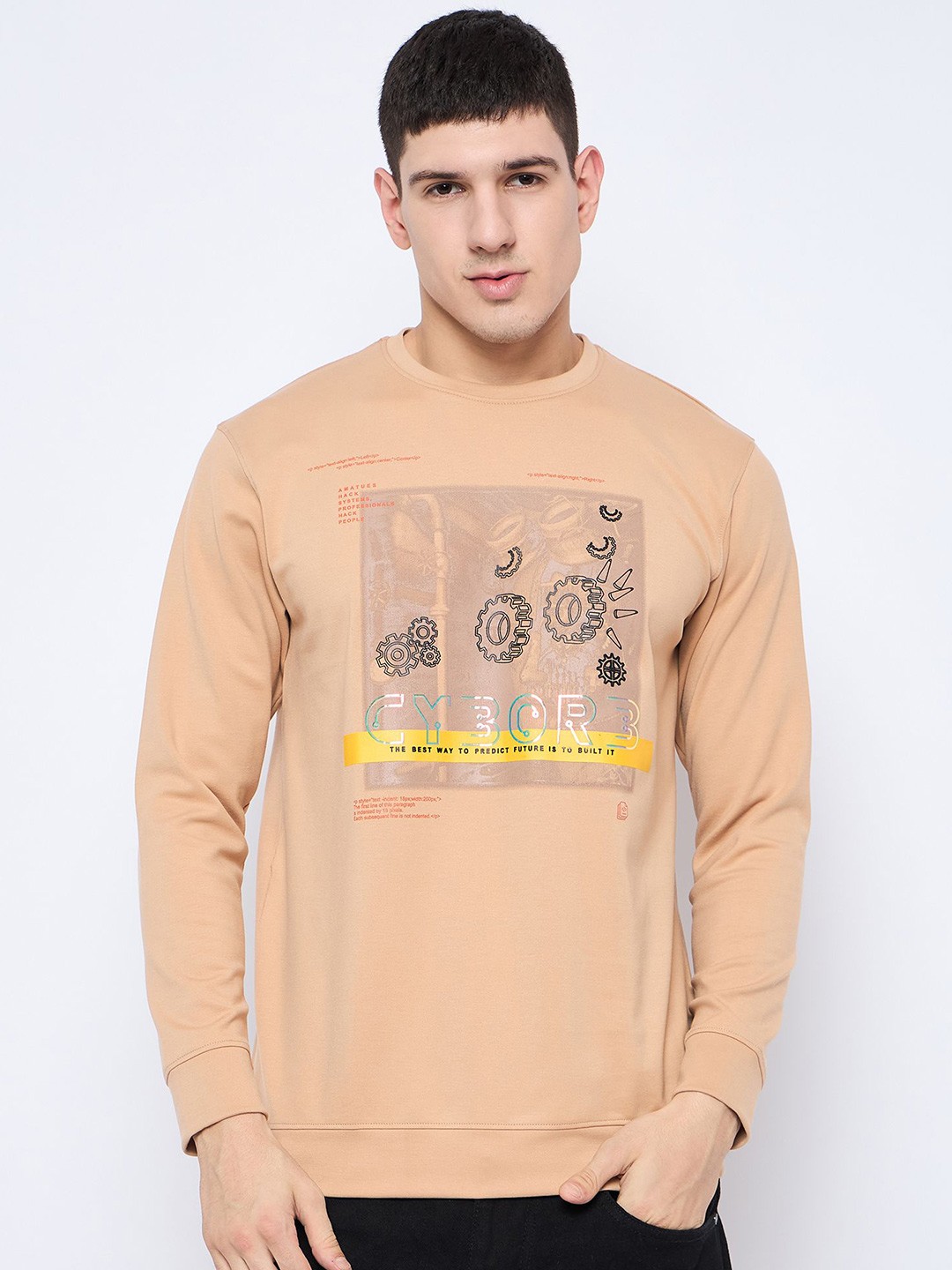 

Parcel Yard Men Printed Sweatshirt, Beige