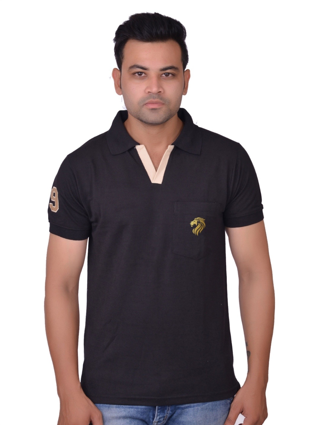 

LA MILANO Men Polo Collar Slim Fit T-shirt, Black