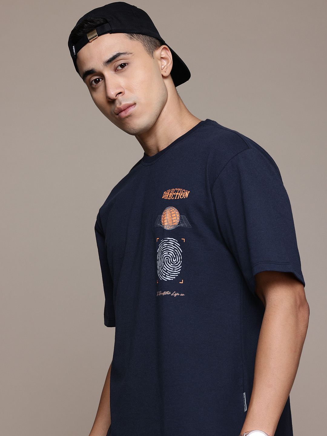 

The Roadster Lifestyle Co. Placement Print Relaxed Fit T-shirt, Navy blue