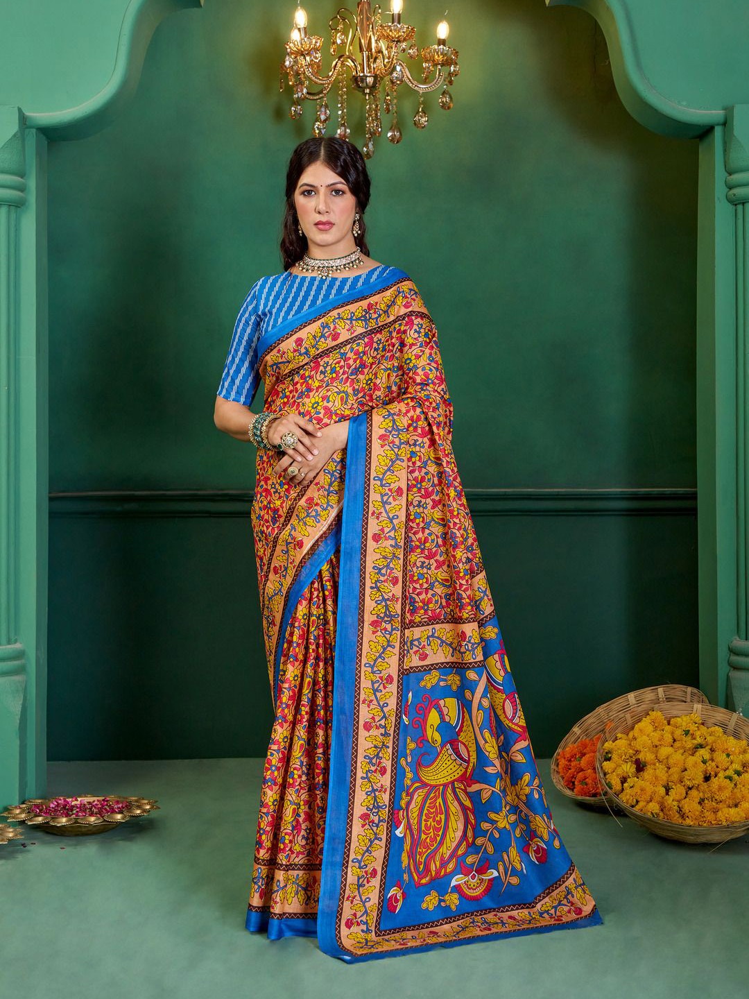 

Anouk Kalamkari Pure Cotton Bagh Saree, Mustard