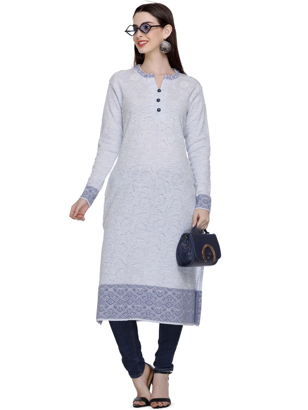 

MONTREX Straight Woolen Kurtas, Grey