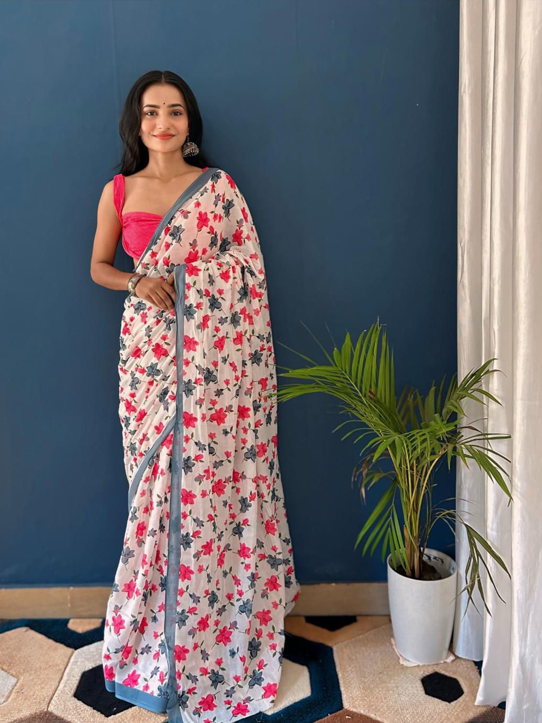 

Anouk Floral Pure Cotton Bagh Saree, Pink