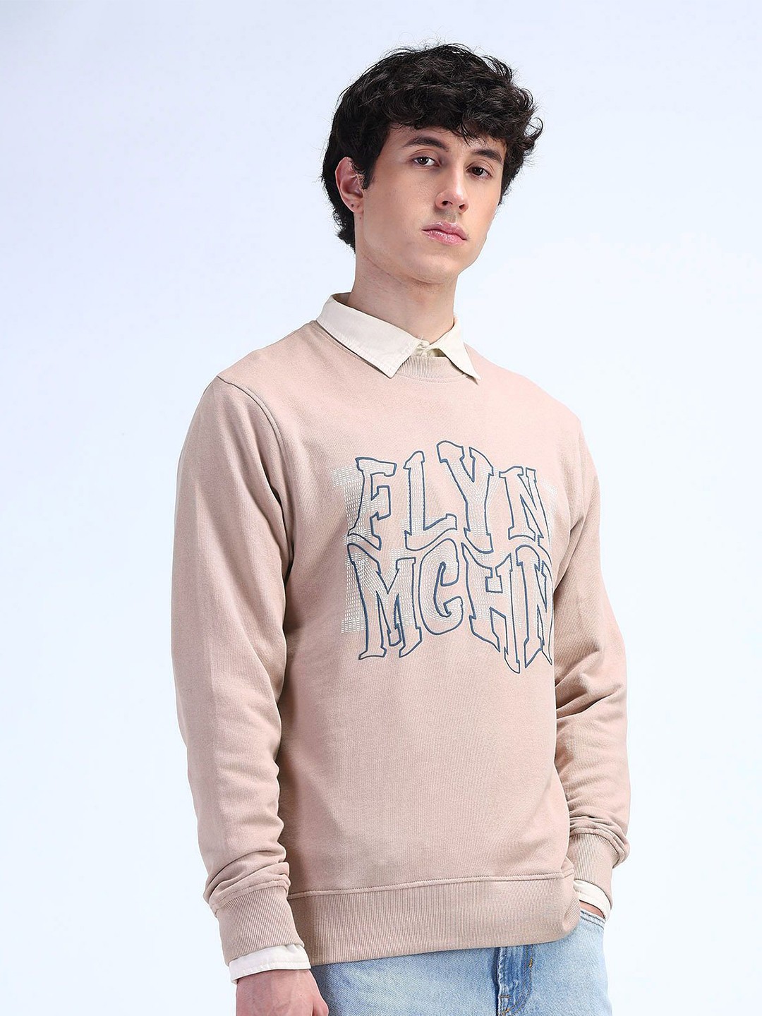 

Flying Machine Men Printed Sweatshirt, Pink
