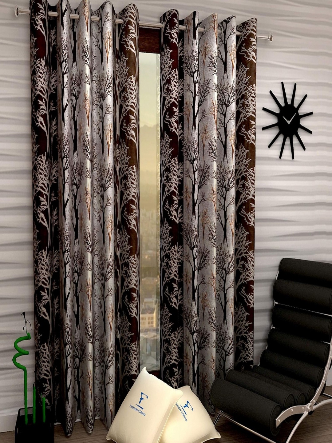 

Lunar Days Brown Set of 2 Floral Room Darkening Door Curtain