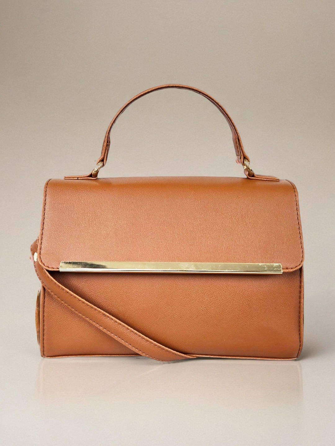 

Mast & Harbour PU Half Moon Sling Bag with Cut Work, Tan