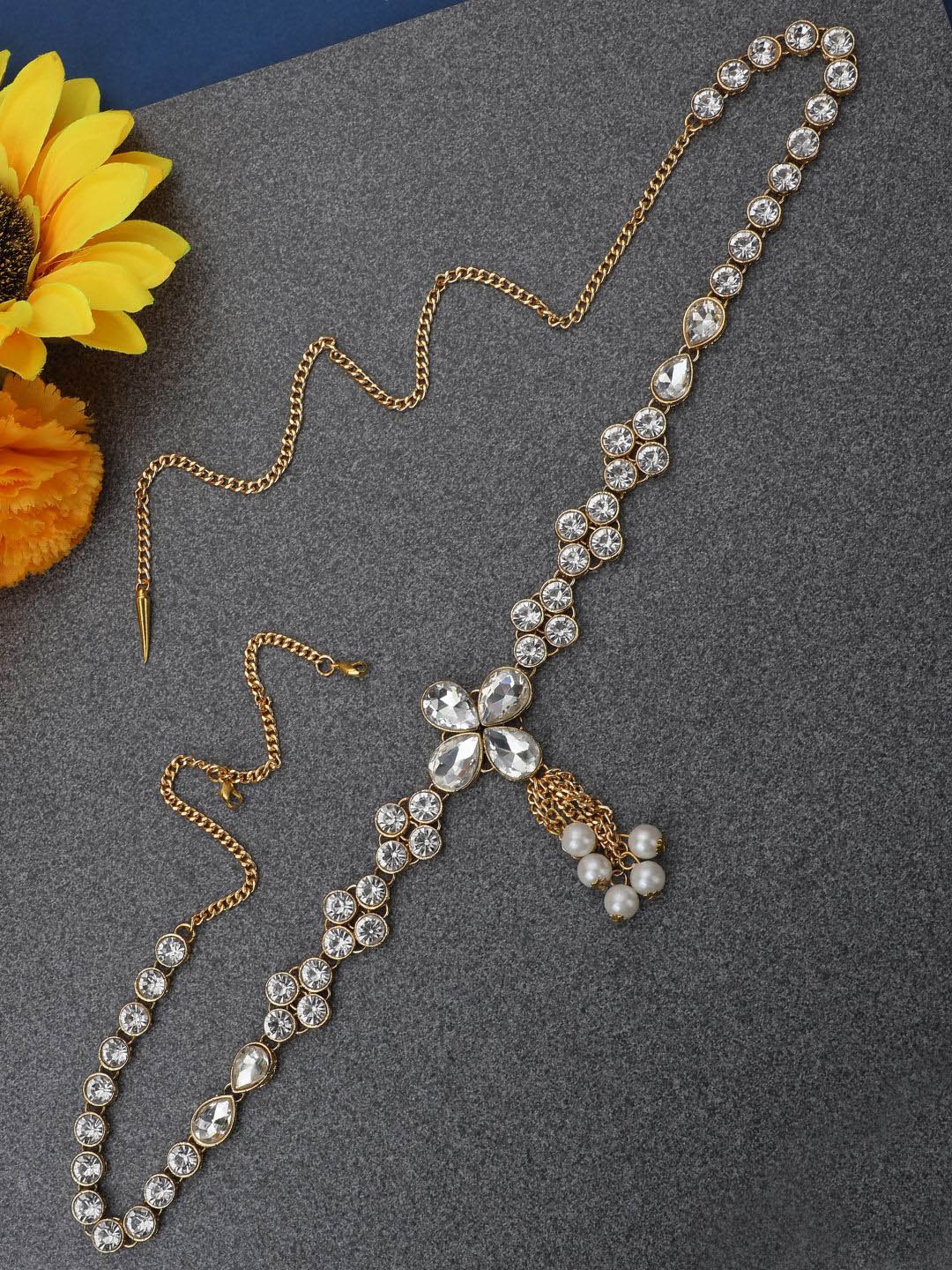 

ANIKAS CREATION Gold Plated Kundan Studded Waist Chain, White