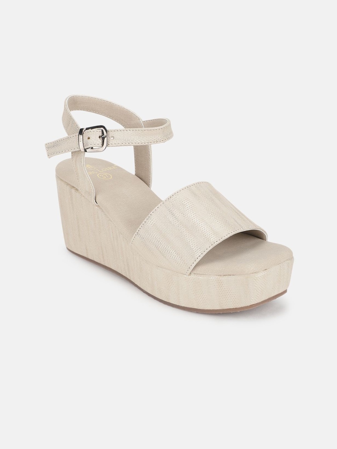 

Marc Loire Women Embellished PU Wedge Sandals, Cream
