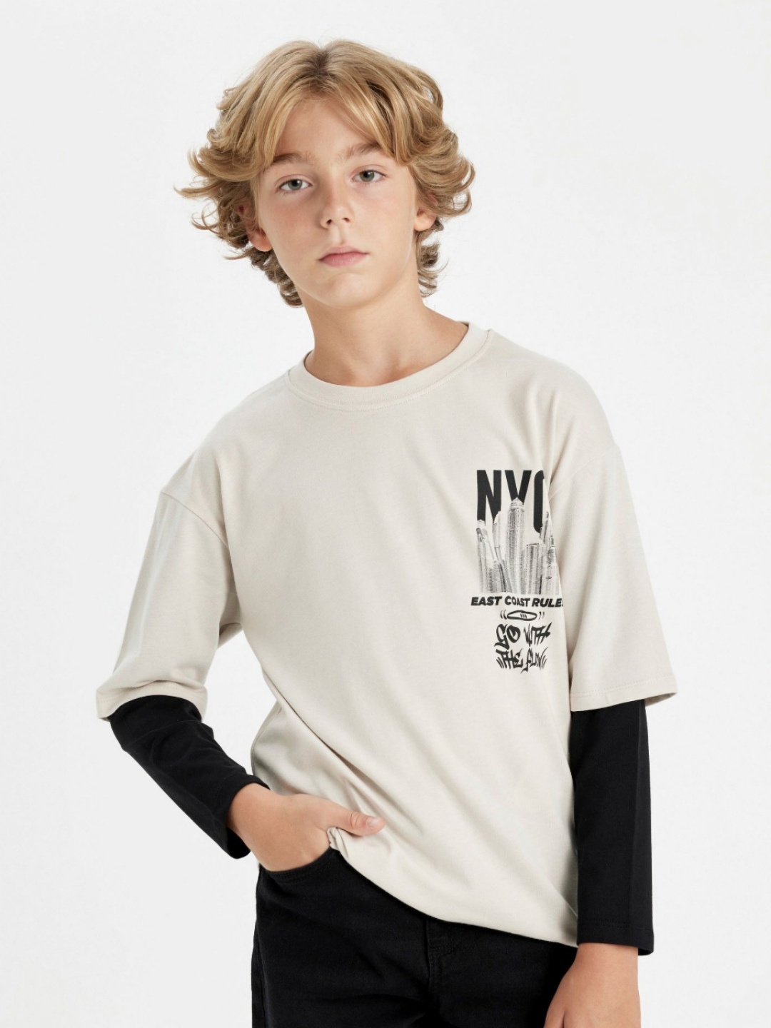 

DeFacto Boys Printed Cotton T-shirt, White