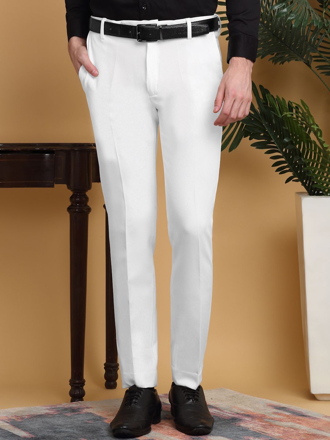 

KLOTTHE Men Mid-Rise Slim Fit Formal Trouser, White