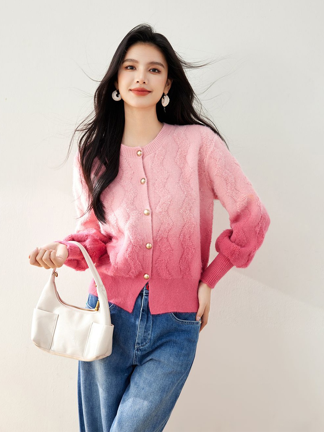 

JC Collection Women Cable Knit Cardigan, Pink