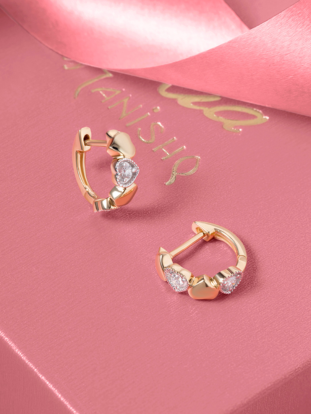 

Mia by Tanishq 14KT Diamond Hoop Earrings, Yellow