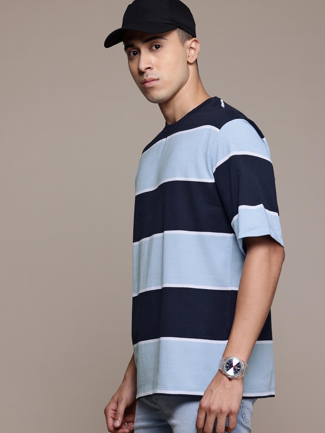 

The Roadster Lifestyle Co. Striped Oversized T-shirt, Blue