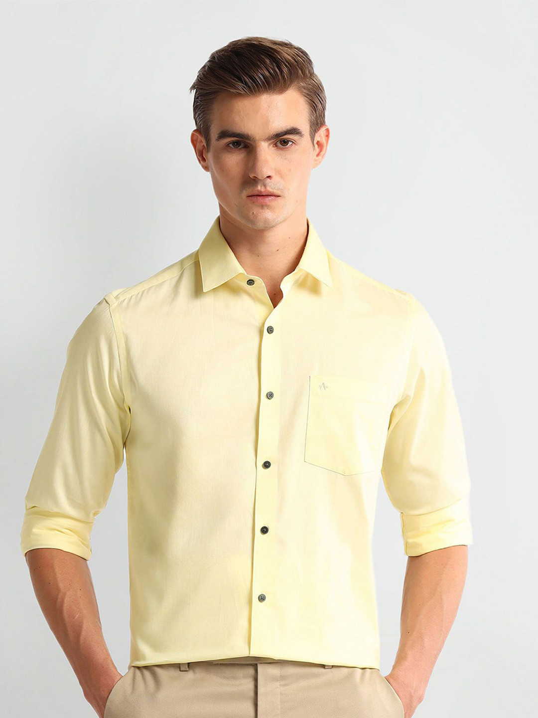 

Arrow Men Slim Fit Opaque Casual Shirt, Yellow