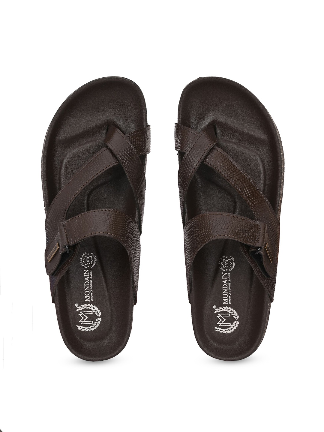 

MONDAIN Men Leather Comfort Ethnic Sandals, Brown
