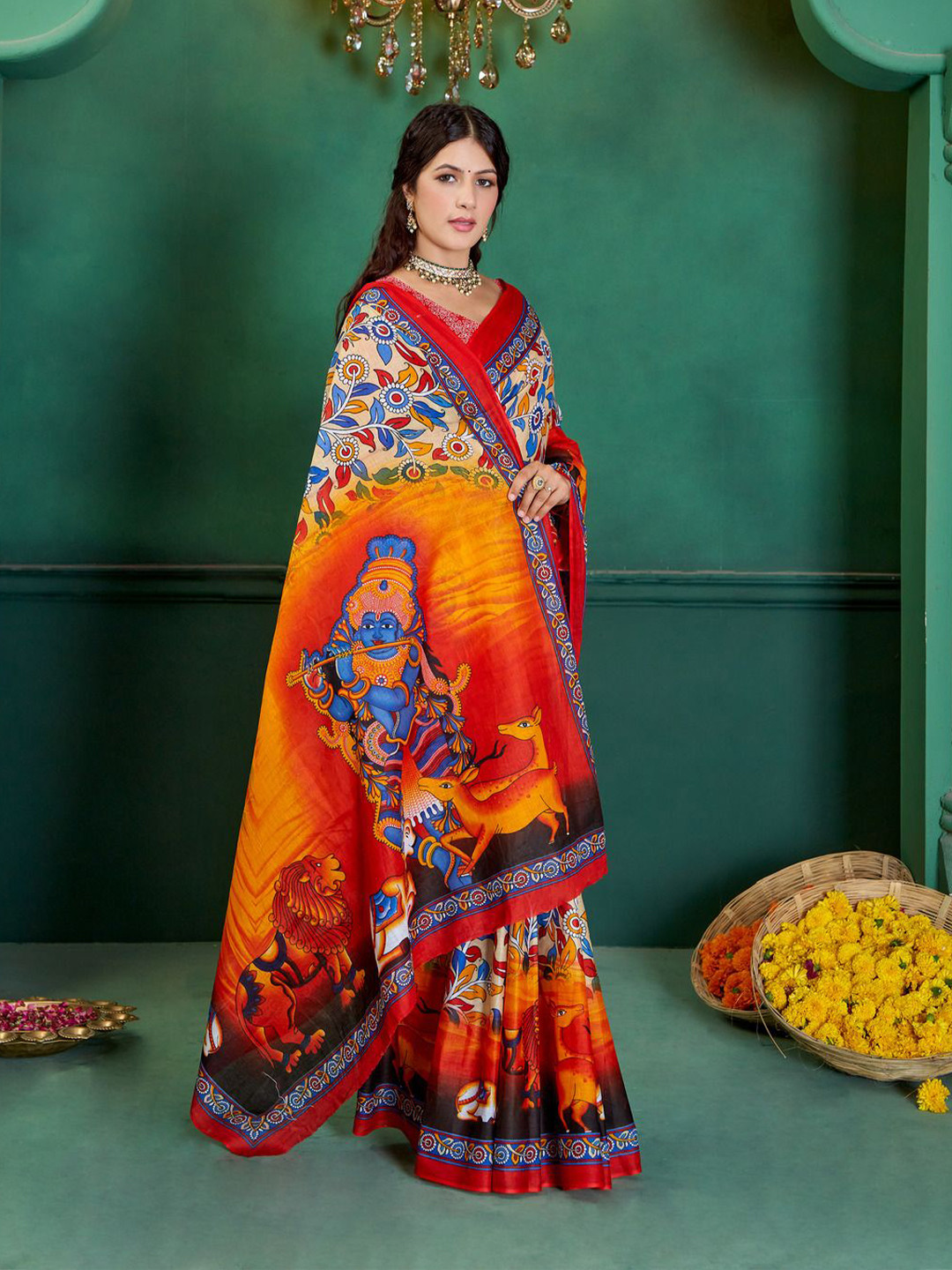 

Anouk Kalamkari Pure Cotton Bagh Saree, Orange