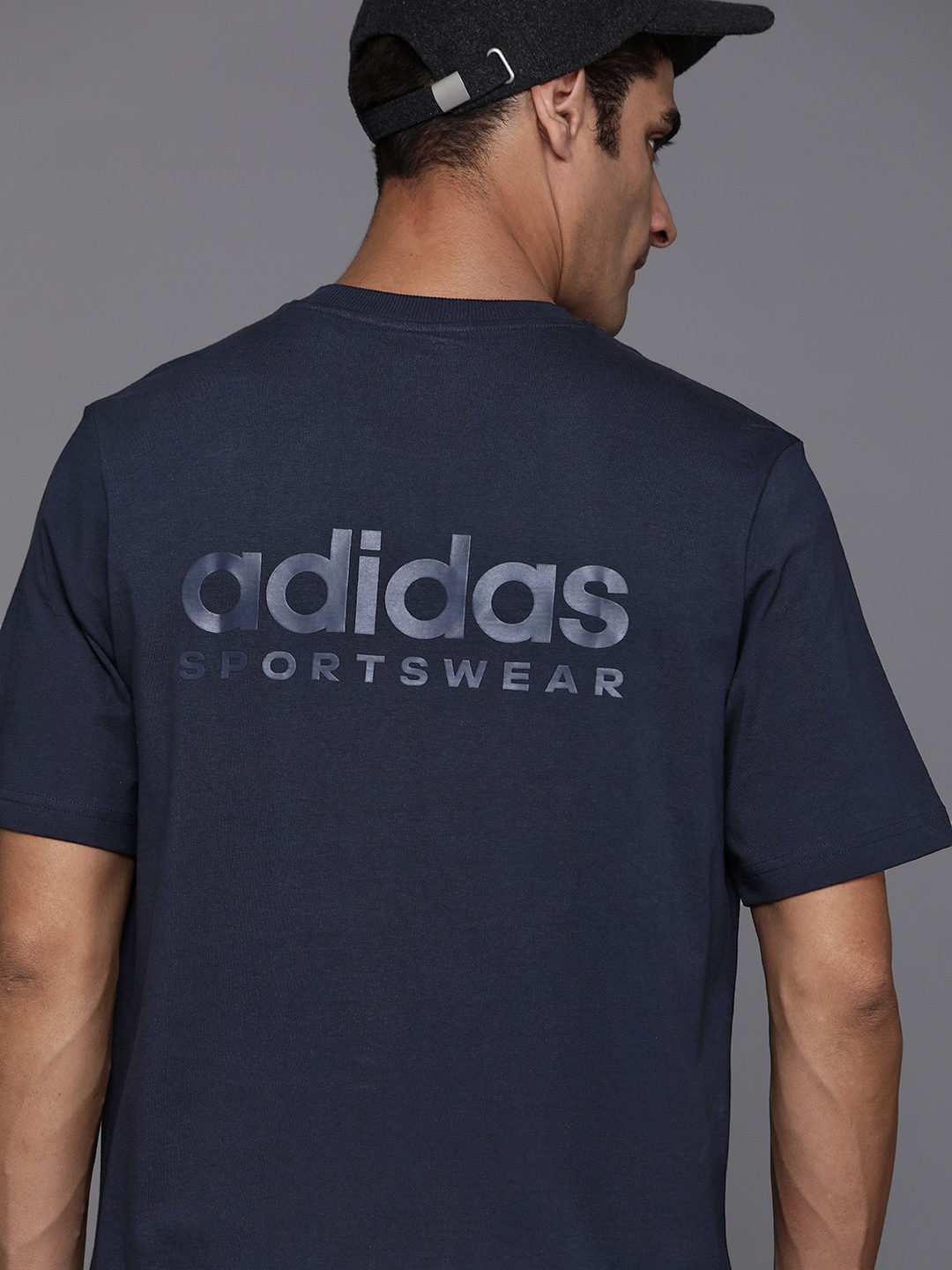 

ADIDAS Brand Logo Printed Pure Cotton T-shirt, Blue