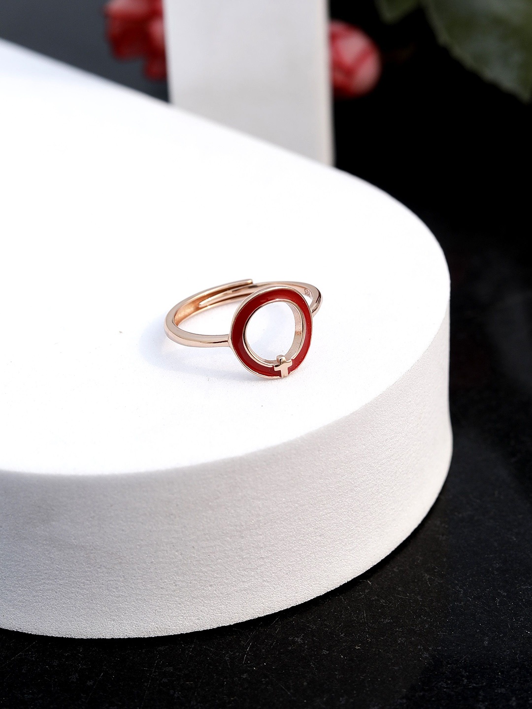 

DIAVO 925 Sterling Silver Rose Gold Plated Sacred Scarlet Finger Ring