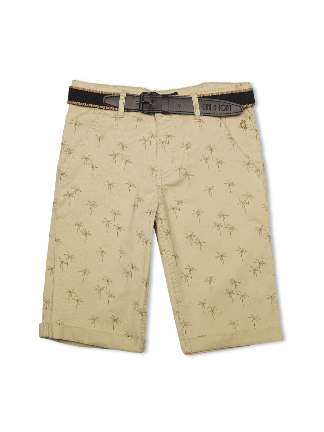 

Gini and Jony Boys Graphic Printed Regular Fit Shorts, Beige