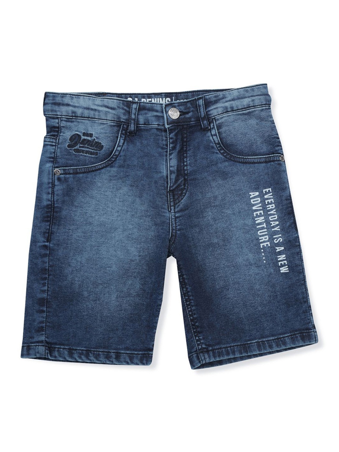 

Gini and Jony Boys Typography Washed Denim Shorts, Blue