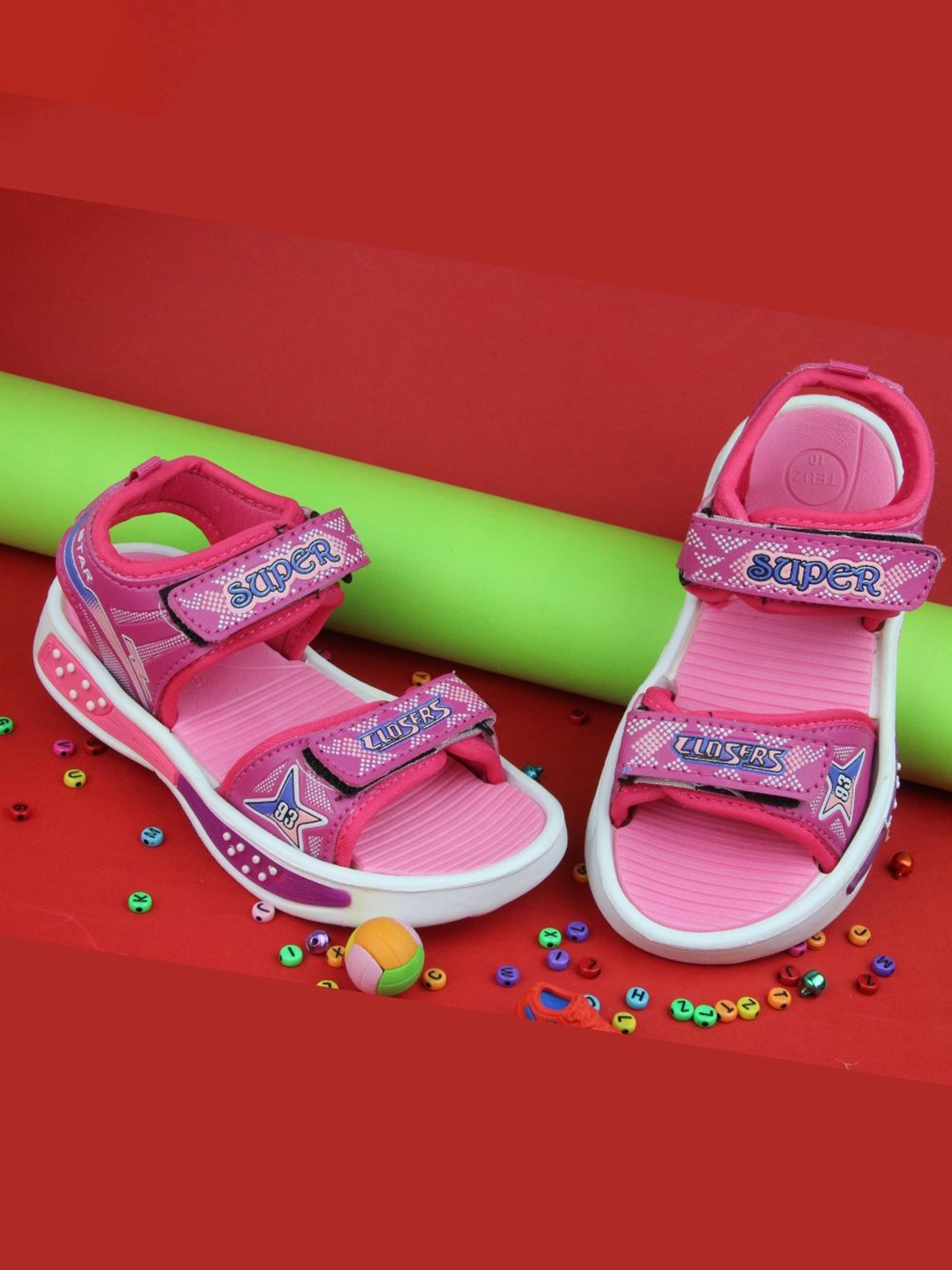 

BAESD Kids Printed PU Sandals, Pink