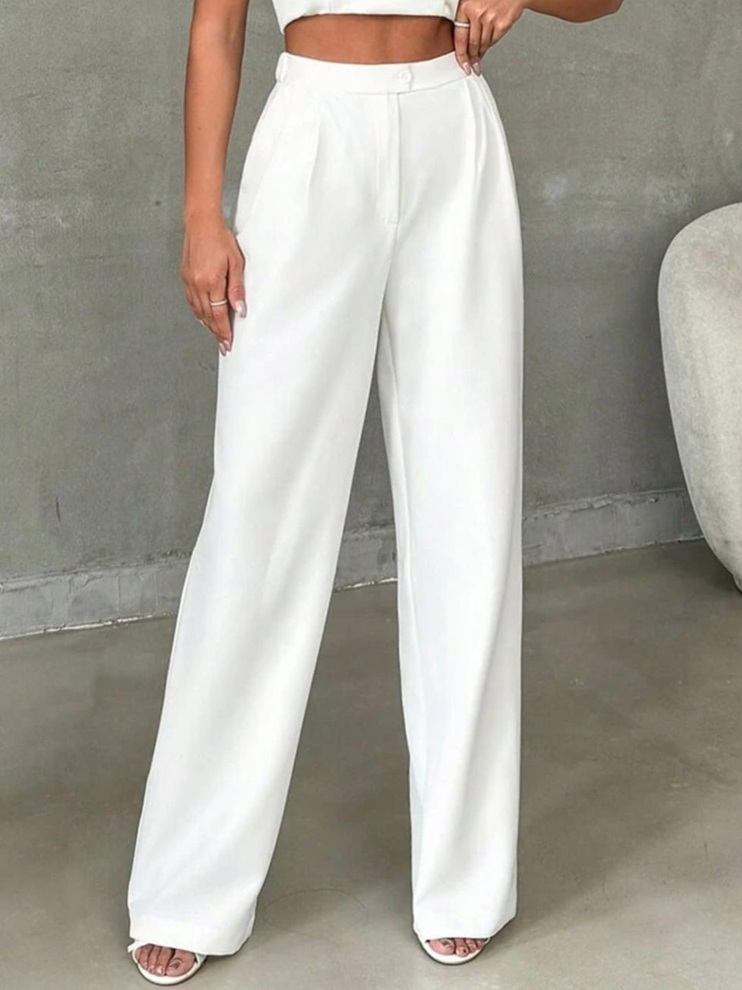 

Next One Women High-Rise Pleated Korean Trousers, White