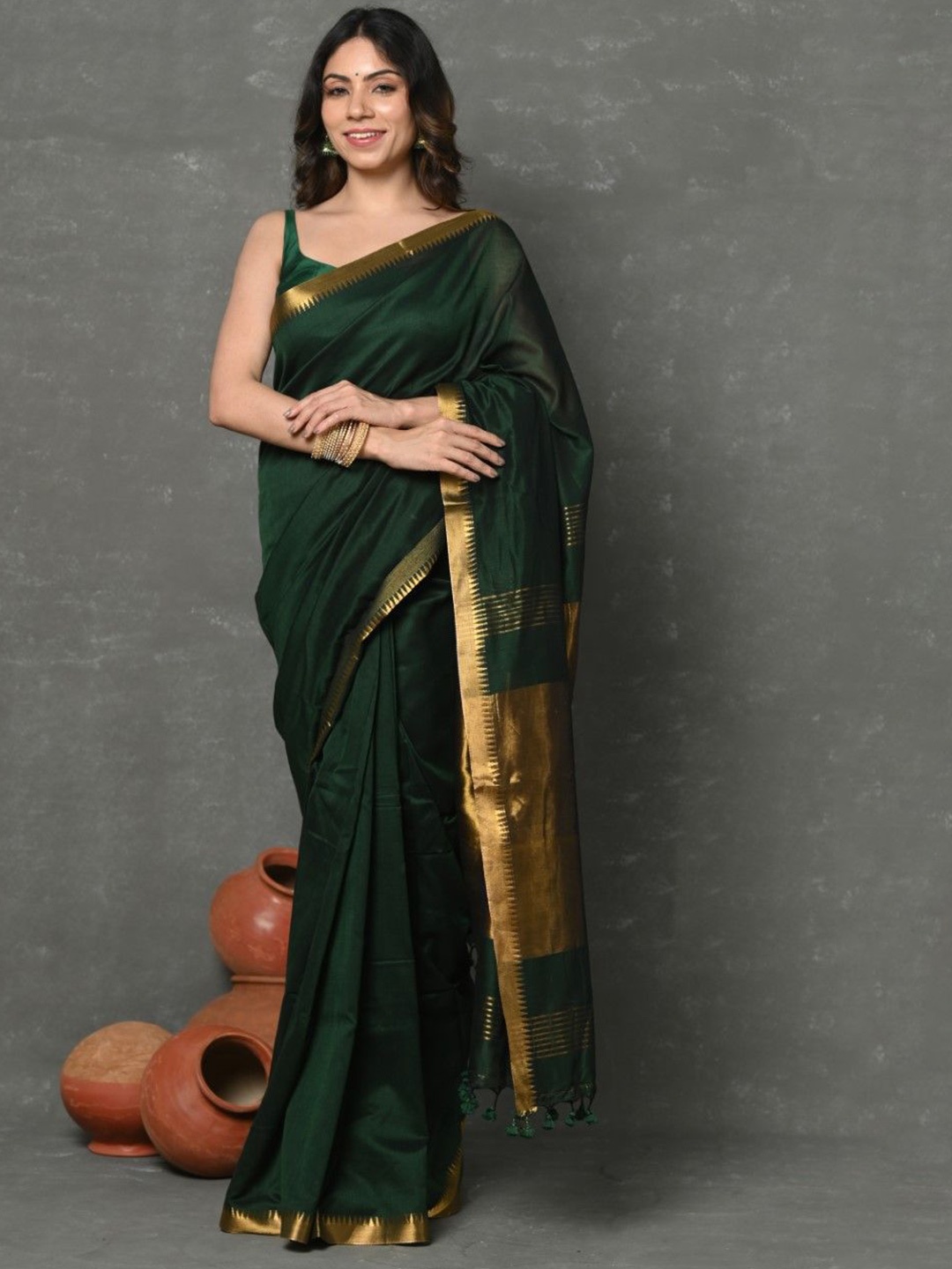 

Very Much Indian Zari Paithani Saree, Green