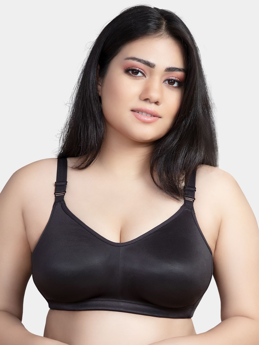 

Trylo Riza Superfit Cotton Fabric Non-Padded Non-Wired Seamless T-Shirt Bra, Black