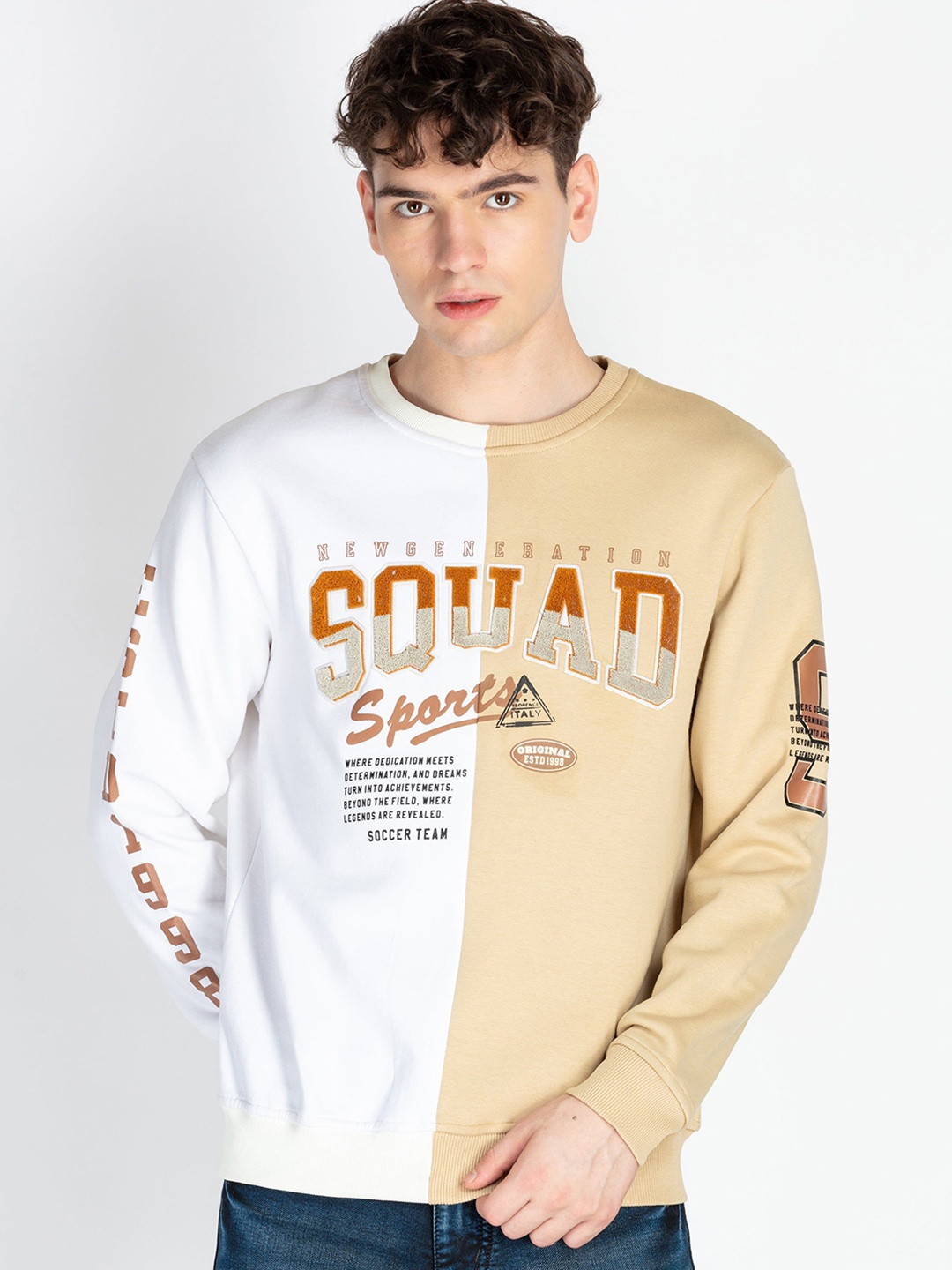 

Status Quo Men Colourblocked Sweatshirt, White