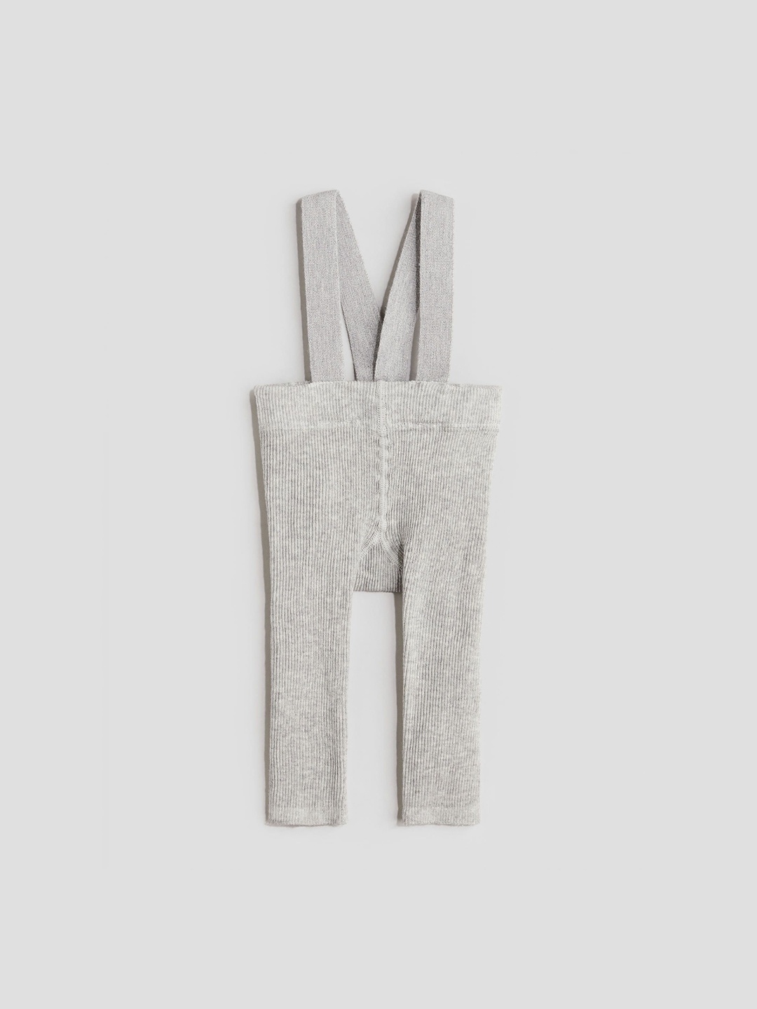 

H&M Boys Rib-knit Leggings With Braces, Grey