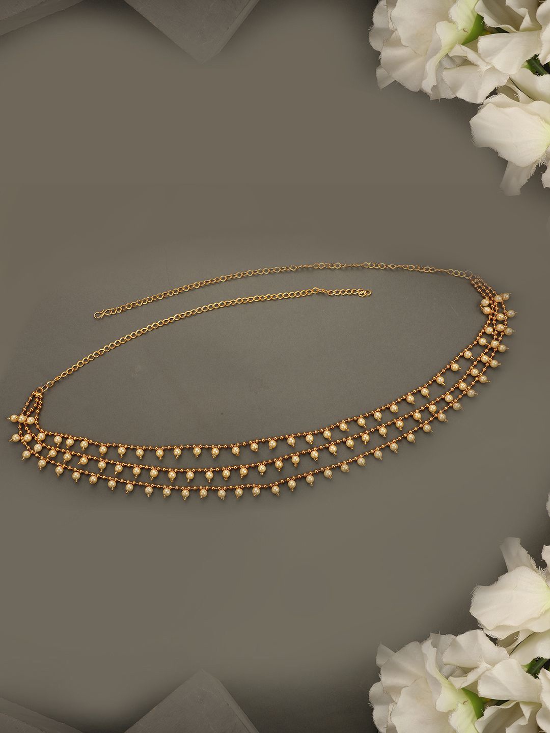

ANIKAS CREATION Gold Plated Artificial Beads Studded Waist Chain