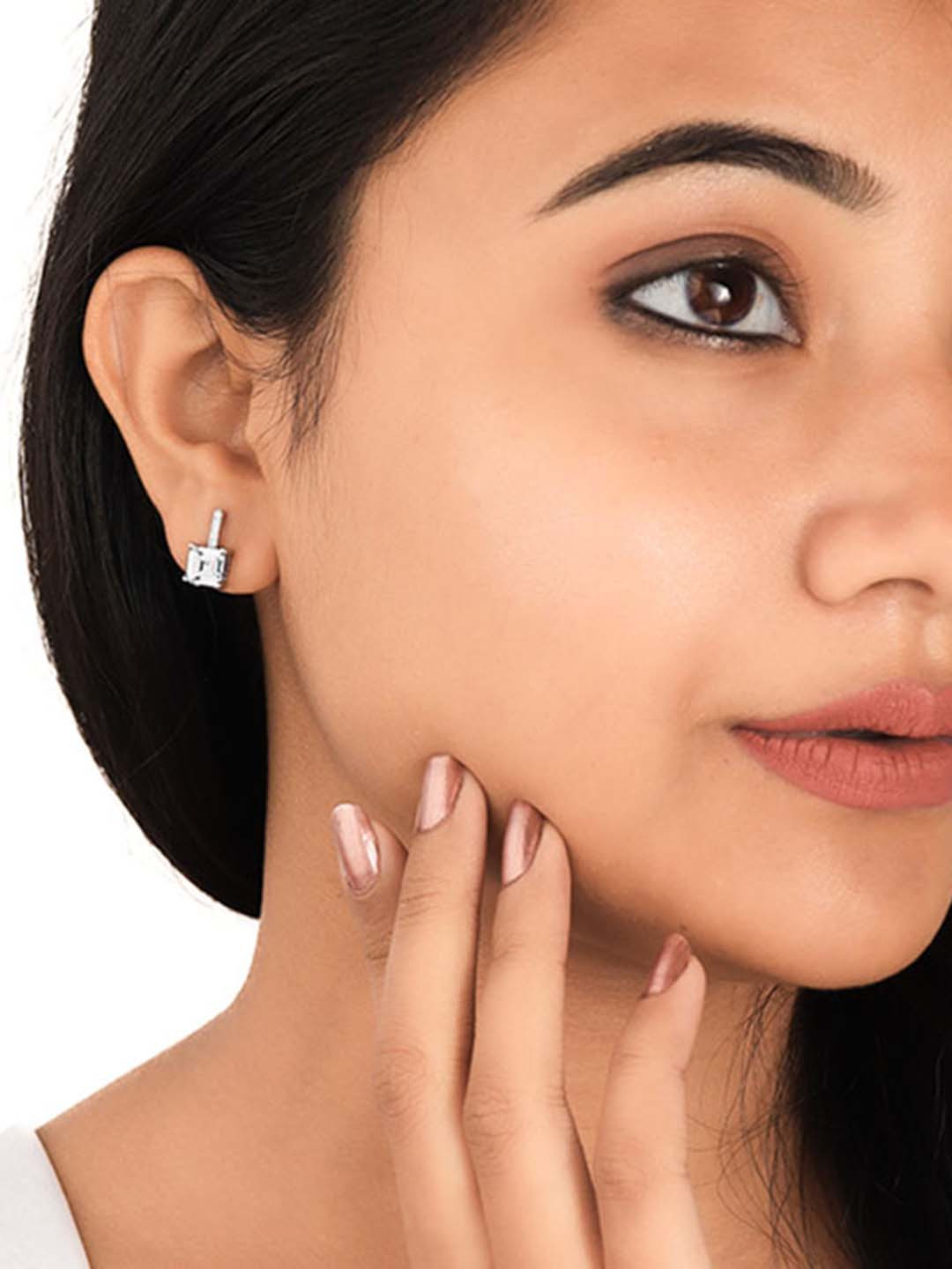

SILBERRY 925 Sterling Silver Square Shaped Stone Studded Studs