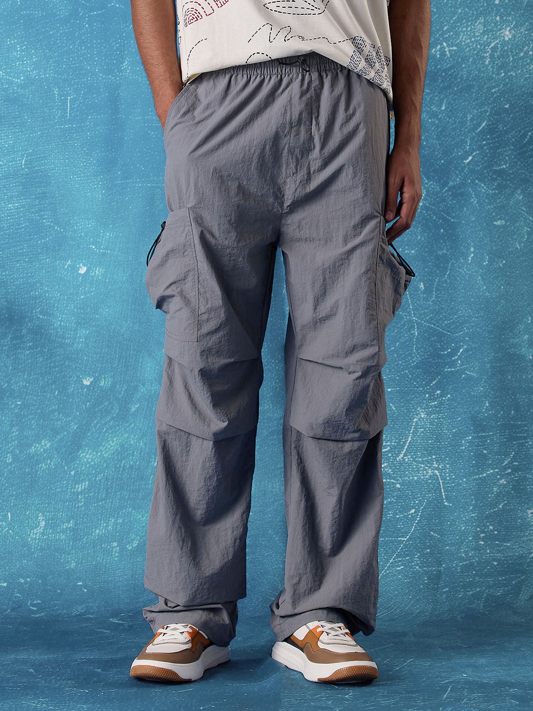 

Flying Machine Men Relaxed Fit Twill Cargo Trouser, Grey