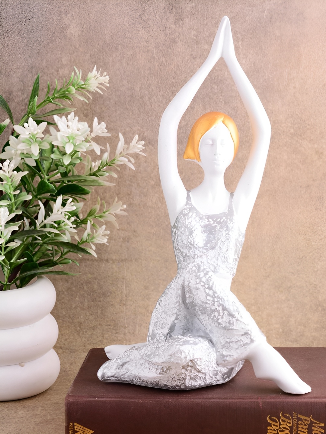 

Zart White & Silver Toned Yoga Lady Figurine Showpiece