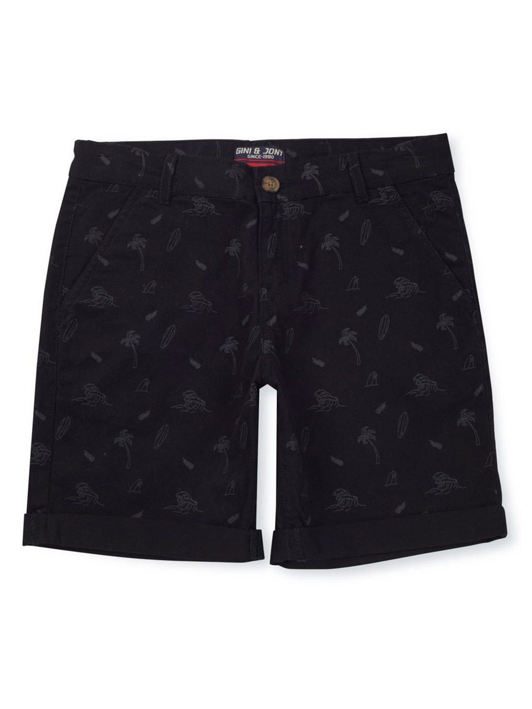

Gini and Jony Boys Conversational Printed Regular Fit Shorts, Black