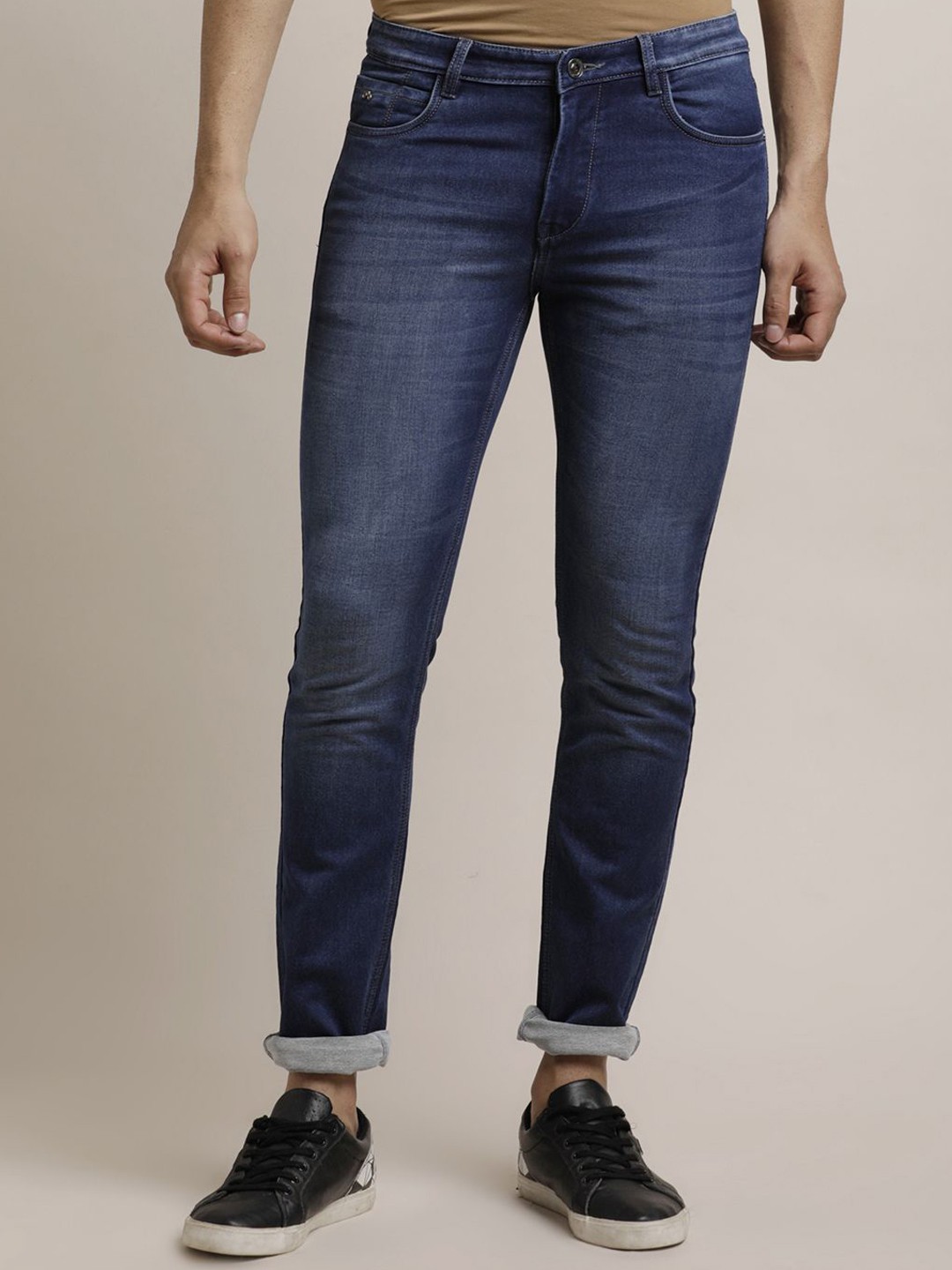 

Turtle Men Narrow Tapered Fit Light Fade Stretchable Jeans, Blue