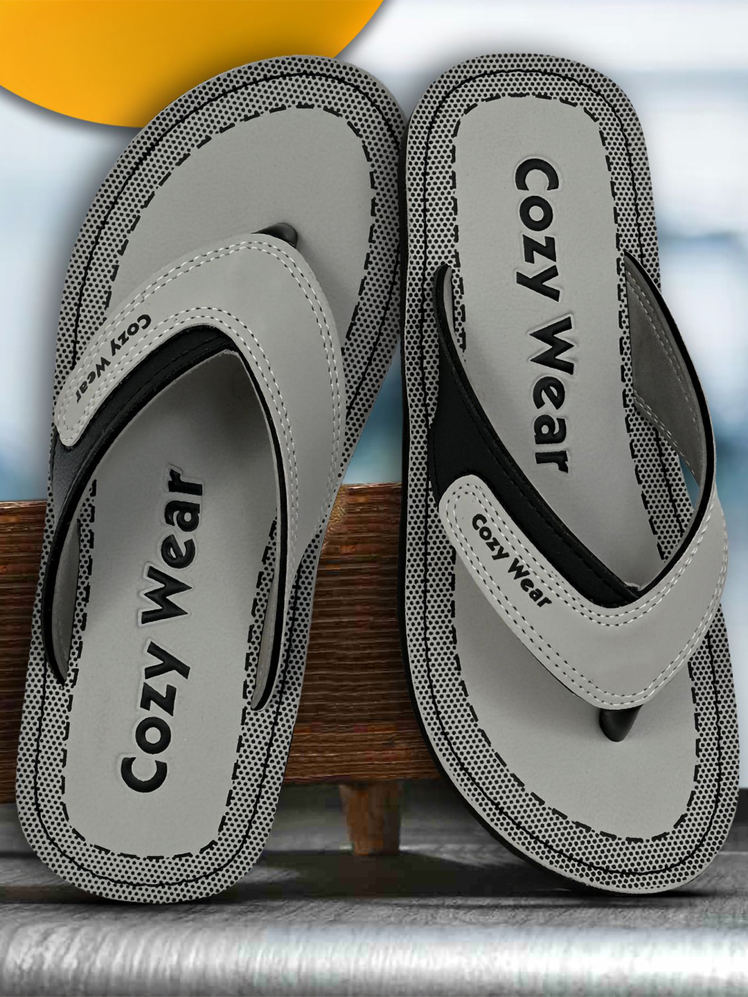 

Cozy Wear Men Thong Flip-Flops, Grey