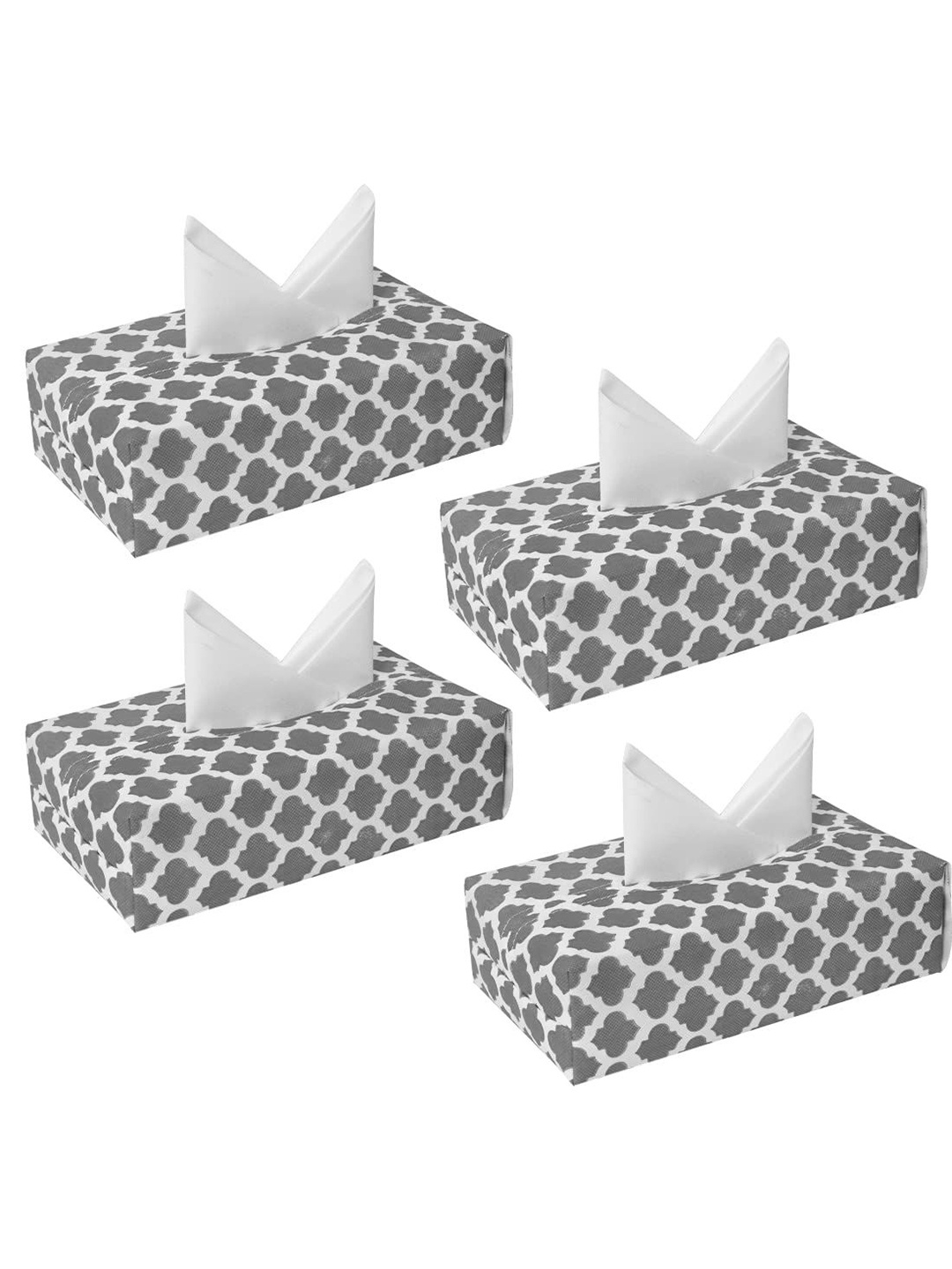 

prettykrafts Grey 4 Pieces Printed Tissue Holders