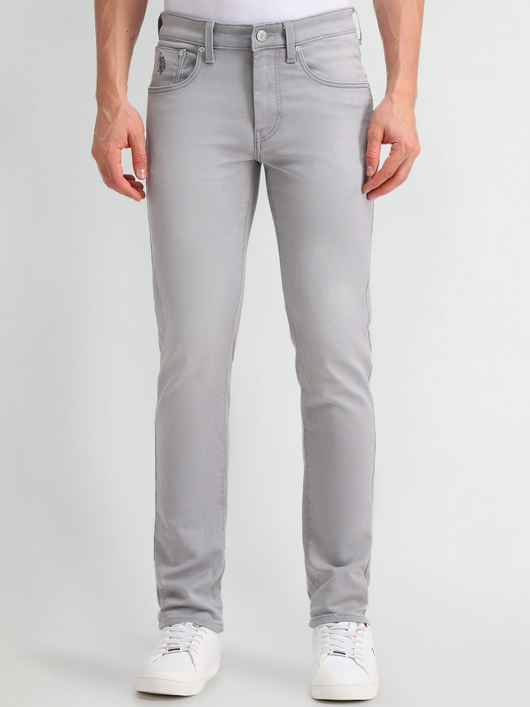 

U.S. Polo Assn. Denim Co. Men Skin Tight Skinny Fit Heavy Fade Stretchable Jeans, Grey