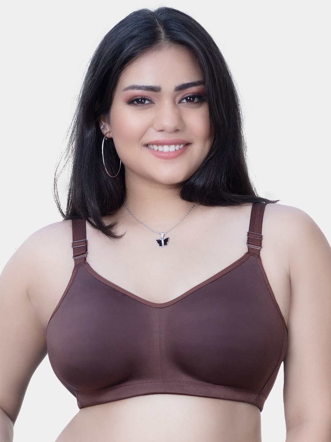 

Trylo Riza Superfit Cotton Fabric Non-Padded Non-Wired Seamless T-Shirt Bra, Charcoal