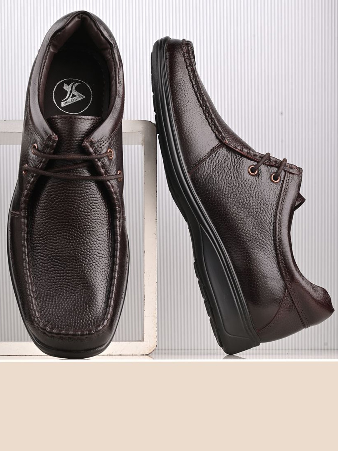 

Auserio Men Leather Formal Derbys, Brown