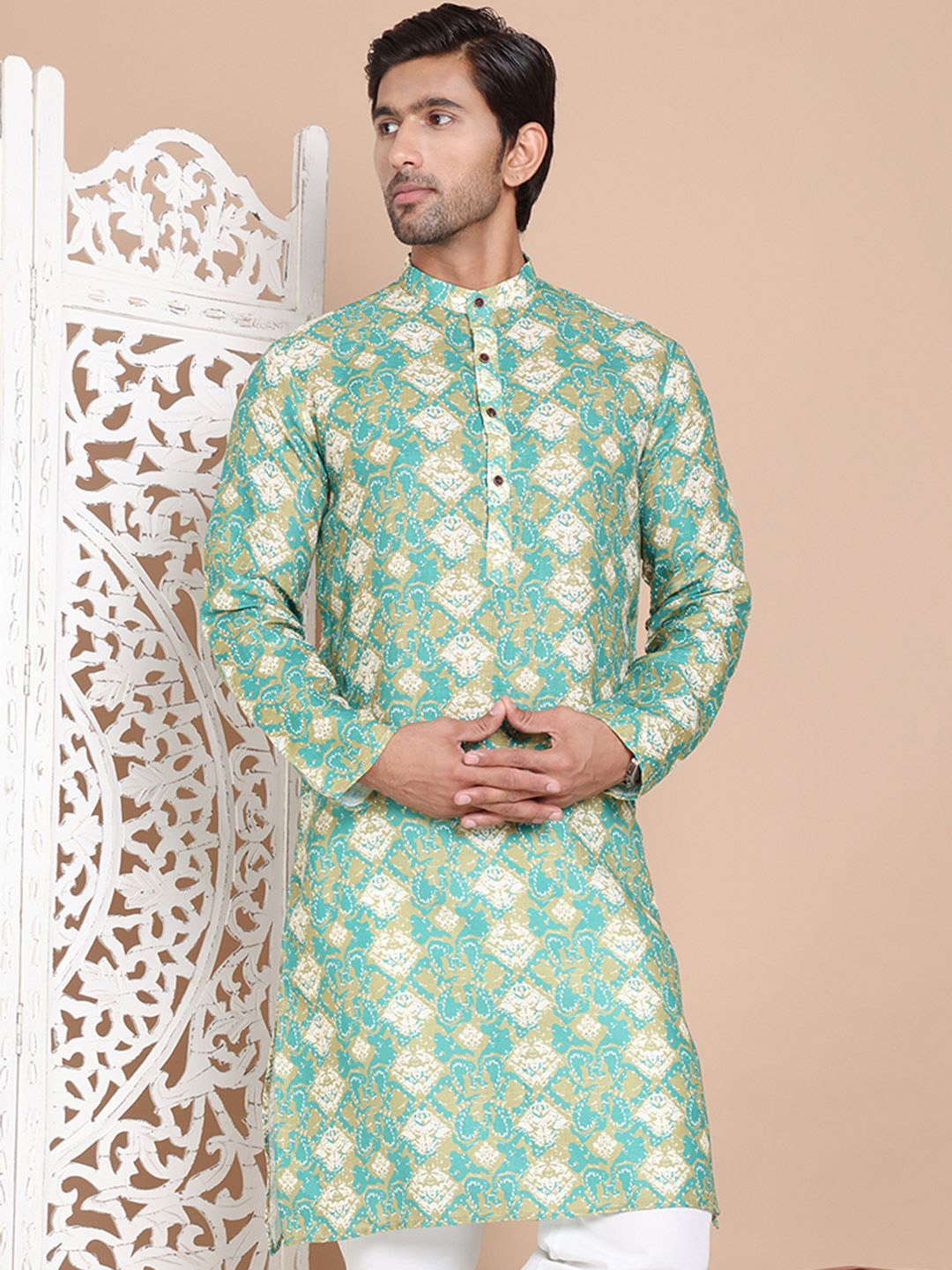 

Jompers Men Printed Kurta, Green