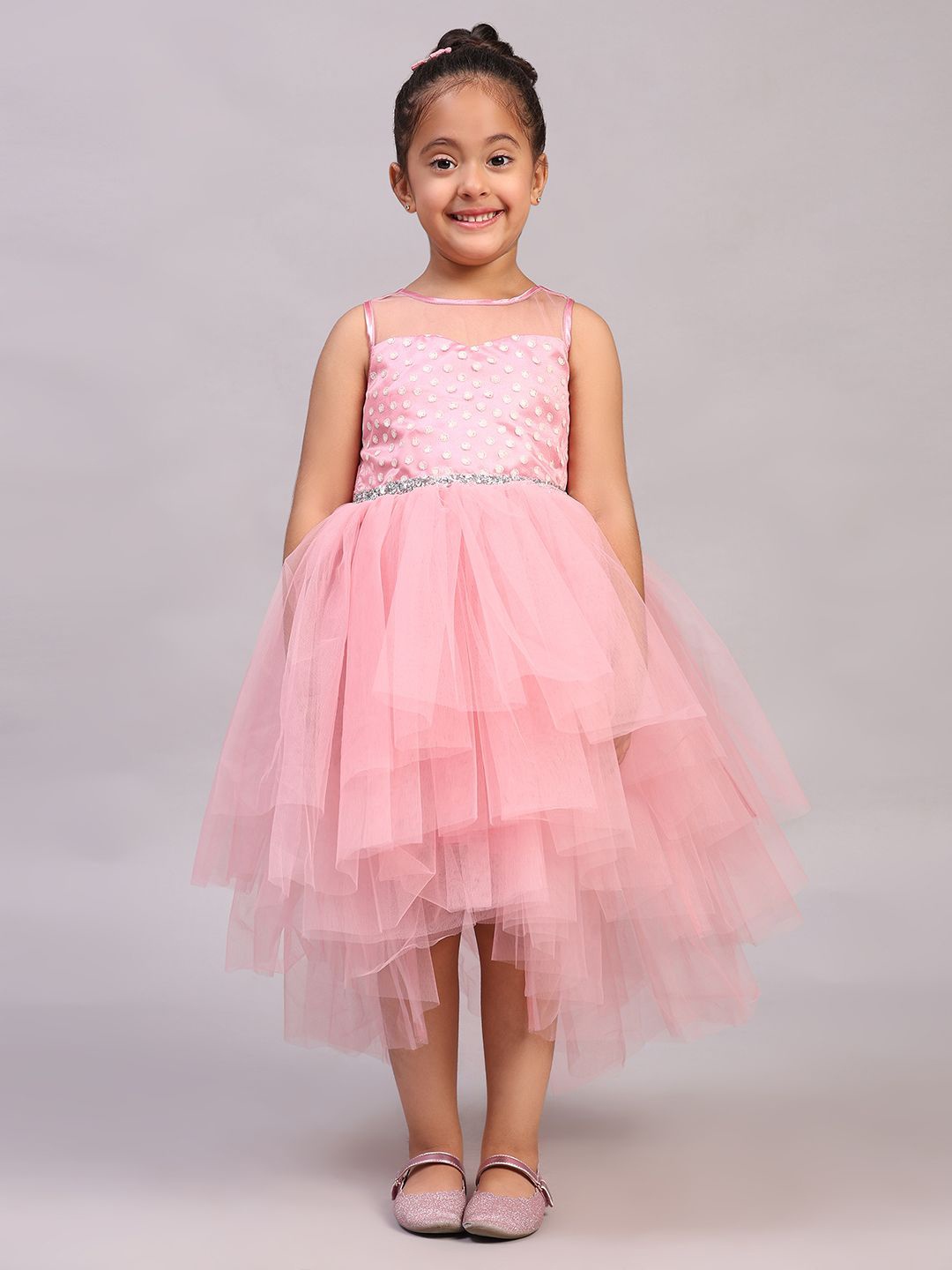 

Toy Balloon kids Net Fit & Flare Maxi Dress, Rose