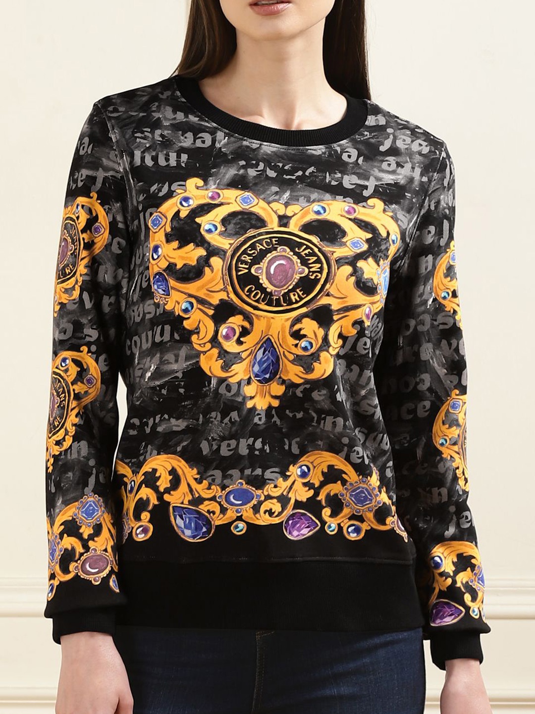 

Versace Jeans Couture Women Printed Sweatshirt, Black