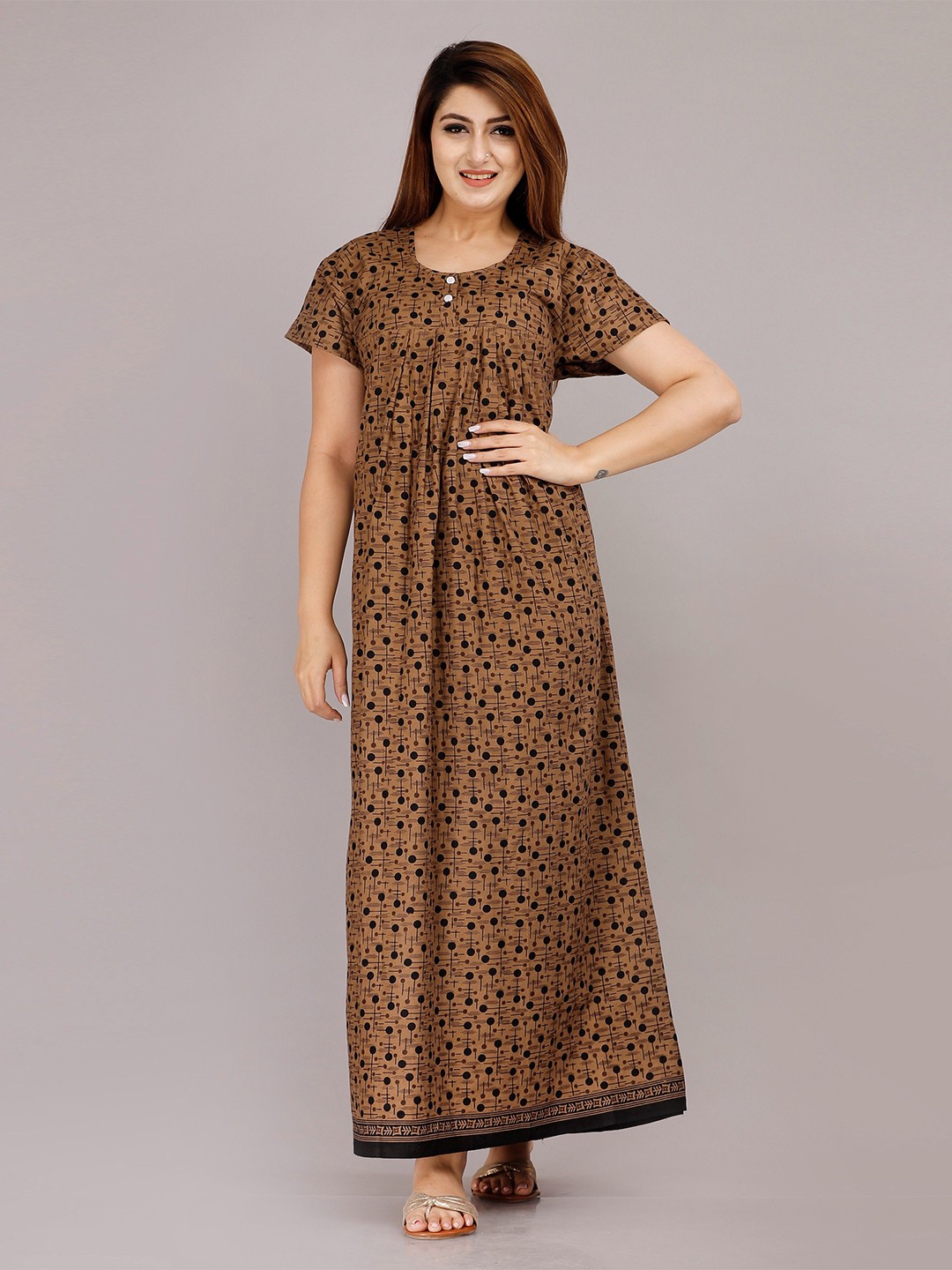

MAYA PRINT Printed Maxi Nightdress, Brown