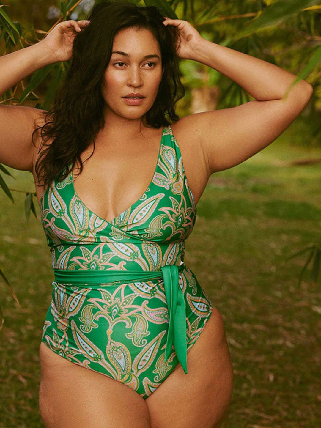 

LULU & SKY Women Printed Swim Bodysuit, Green