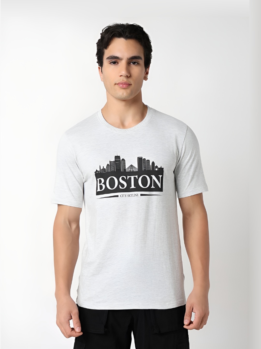 

R&B Men Typography Printed Round Neck Cotton T-shirt, White